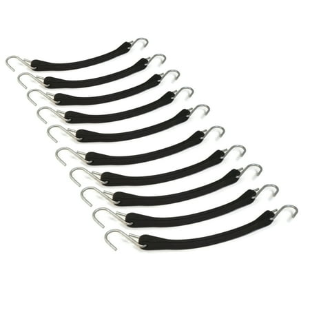 

The ROP Shop | (10) 9 Black Rubber Tarp Straps Flatbed Truck Trailer Bungee Cord Tire Chains