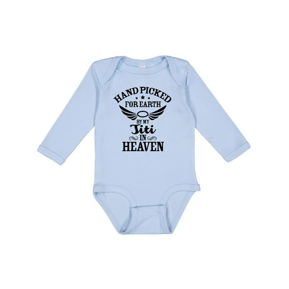 Inktastic Handpicked for Earth By My Titi in Heaven with Angel Wings Boys or Girls Long Sleeve Baby Bodysuit