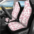 thumbnail image 4 of Pzuqiu 14Pcs Automobile Interior Sets Cars Front Rear Seat Covers Steering Wheel Seat Strap Pads Armrest Pad Headrest Covers Coasters Keychain Fit Most SUV Van Sedan Truck Cow Print Pink, 4 of 7
