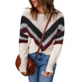 thumbnail image 4 of ABPHQTO Jersey de mujer con hombros caídos y rayas en zig zag negro, 4 of 5