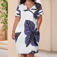 thumbnail image 3 of Purple Basil Leaf Seamless Pattern Women's Summer Short Sleeve Casual Dresses Party Dress, 3 of 5