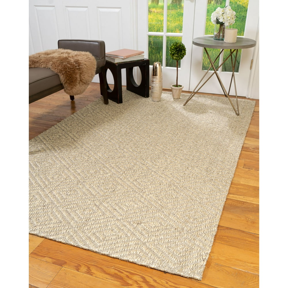 Natural Area Rugs 100 Natural Fiber Handmade Mumbai, Beige/Grey Sisal