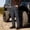 #Black, variant on DPTALR Men's Warm Solid Color Cargo Pants with Multi-Pockets for Climbing,Army Green,Size XXXL