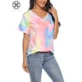 thumbnail image 6 of Luxtrada Plus Size Womens Summer Short Sleeve V Neck T-Shirt Tops Blouse Ladies Casual Loose Oversized Gradient Print T Shirts-2XL, 6 of 8