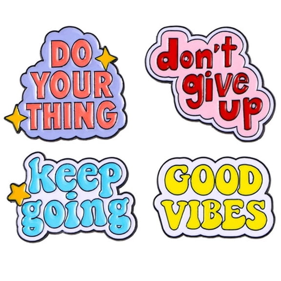 Jiibva 4Pcs Motivational Phrase Pins Set for Women Men,Positive Enamel Lapel Pin,Inspirational Saying Brooch Pins,Badge Pins for Backpacks Clothing Canvas Bags Hats