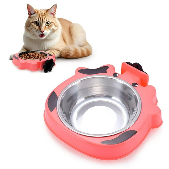 Pink Water Bowl for Dog Crate, 7.5x7.4x1.7 Inches. Cat and Dog Crate Water Bowl No Spill. Stainless Steel Kennel Accessories. Pet Carrier Food Dish. Rabbit Cage Feeder