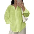 thumbnail image 4 of Womens Spring Tops Trendy Linen Long Sleeve Button Plus Size Blouse Oversized Tshirts for Women, 4 of 6