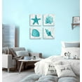thumbnail image 5 of Bathroom Wall Decor Teal Watercolor Starfish and Seashell Conch Wall Art Sea Creatures Pictures Ocean Theme Canvas Prints for Bedroom Home Artwork Decor Paintings Framed Set 4 panels 12 x 12 inchs, 5 of 6