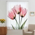 thumbnail image 3 of Pink Tulips Sheer Curtains 63 Inches Long, Spring Floral Botanical Plant Abstract Light Filering Curtains, Breathable Simi Curtain Privacy Drapes for Living Room Bedroom Lightweight Window Treatment, 3 of 9