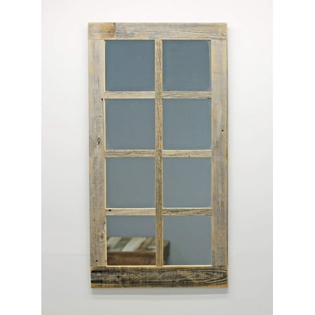 Large Windowpane Mirror 37 5 X 21 75 Inch Reclaimed Barn Wood