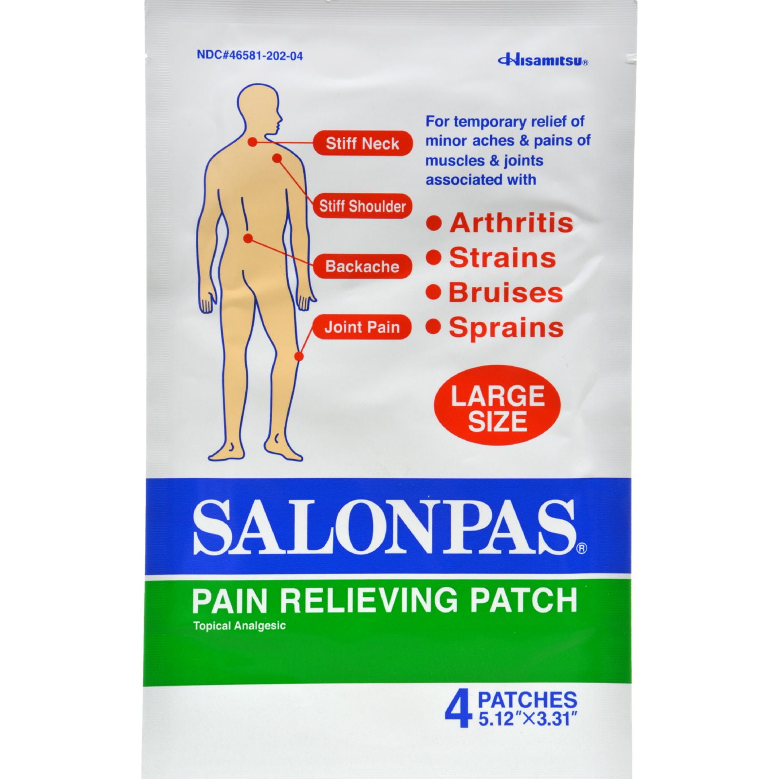 Salonpas Pain Relief Patch Large 4 Pack