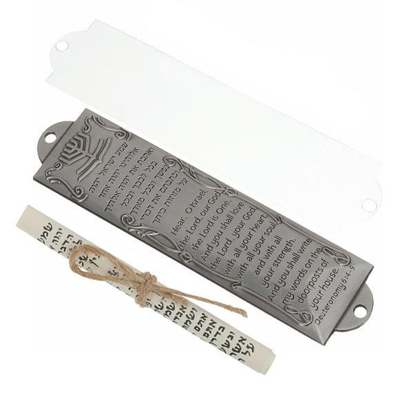 1 Set of  Metal Commandment Mezuzah Front Door Mezuzah Religious Gatepost Mezuzah With Scroll