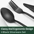 thumbnail image 2 of 24-Piece Black Silverware Set with Steak Knives, AOKIWO Black Flatware Set for 4, Food-Grade Stainless Steel Tableware Cutlery Set, Mirror Finished Utensil Sets for Home Restaurant, 2 of 7