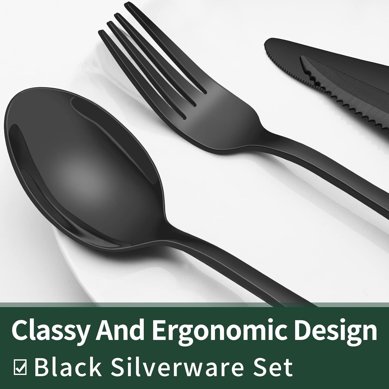 AOKIWO 24-Piece Black Flatware Set for 4 photo 5