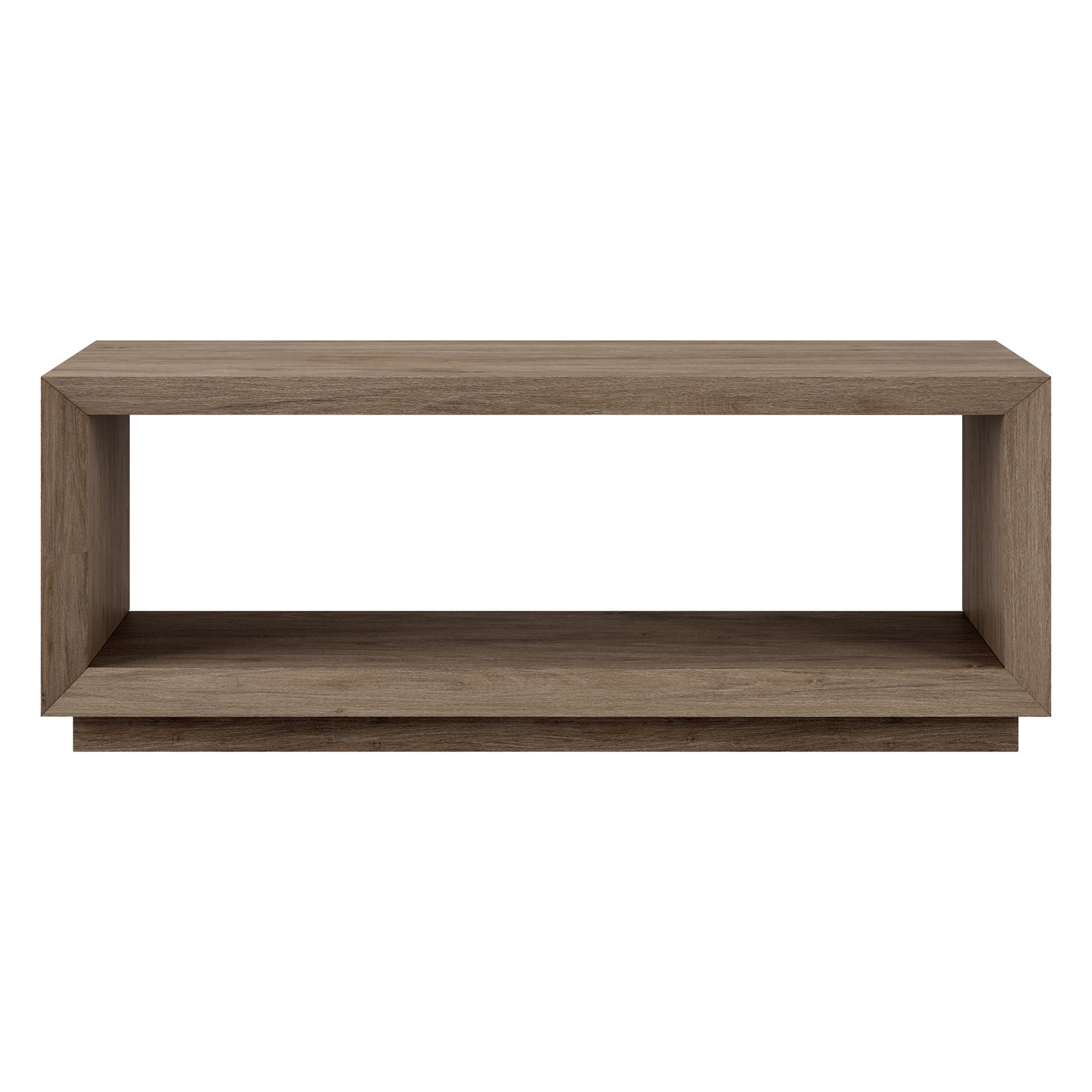 Evelyn&Zoe Tannen 48" Wide Rectangular Coffee Table, Antiqued Gray Oak