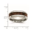 thumbnail image 6 of Chisel Stainless Steel Polished with Brown Koa Wood Inlay Enameled 8mm Band, 6 of 7