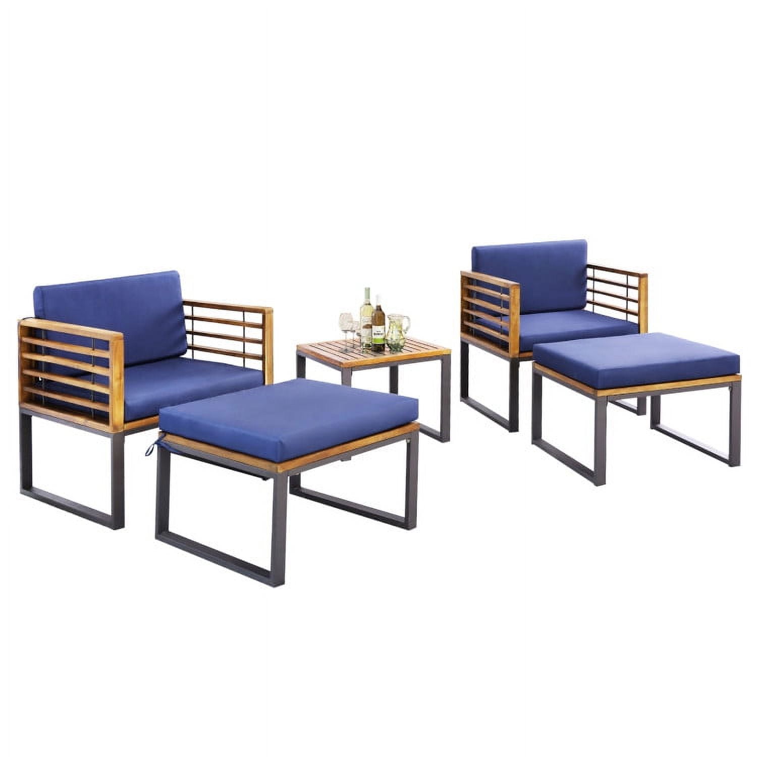 Aimee Lii 5 Pieces Patio Acacia Wood Conversation Set with Cushioned, Patio Table and Chairs Set, Outdoor Patio Set, Navy Aimee Lii 5 Pieces Patio Acacia Wood Conversation Set with Cushioned, Patio Table and Chairs Set, Outdoor Patio Set, Navy