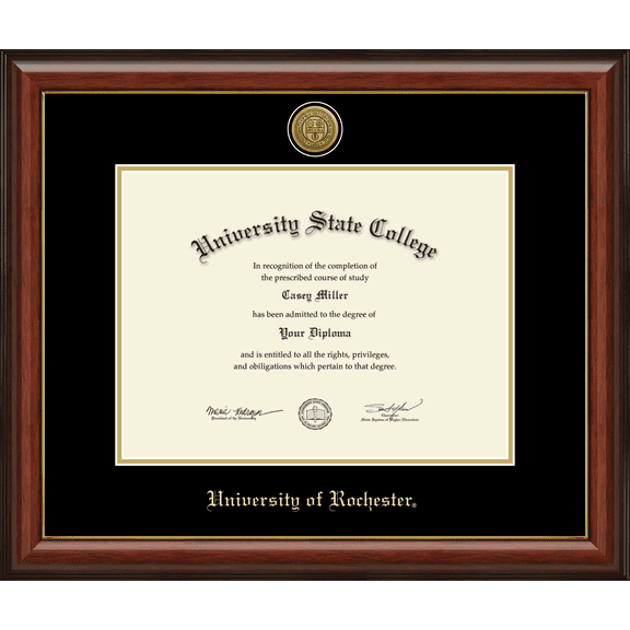 University of Rochester Diploma Frame, Document Size 16" x 12"