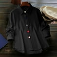 thumbnail image 3 of Womens Fall Clothes, Long Sleeve Shirts for Women Casual Loose Fit Solid Color Lapel Button Down Dressy Blouses, 3 of 6