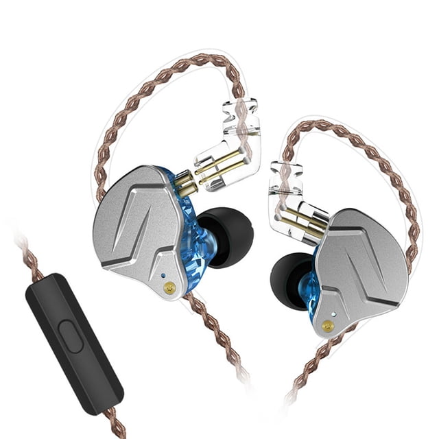 Seitruly Auriculares KZ ZSN PRO con cable de 3,5mm, auriculares deportivos para juegos, auriculares de Audio manos libres portátiles con cable largo para Cables de audio/vídeo Azul con Micrófono