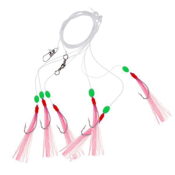 jinwen Premium Spoon Rig for Halibut And Trout, 2x6 Hooks, Fishing Lure Size 7# with Swivel , Multicolor, 4 Pcs
