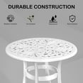 thumbnail image 3 of BAYUELSWU 23.6" Round Cast Aluminum Patio Bistro Table, Patio Dining Table with Umbrella Hole, All-Weather Outdoor Bar Table for Backyard, Garden, Patio, Porch (White), 3 of 8