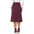 thumbnail image 3 of Womens Corduroy Midi Skirt High Waist A-Line Split Front Casual Fall Winter Long Skirts with Pockets S Burgundy, 3 of 6