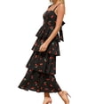 thumbnail image 3 of Spaghetti Strap Womens Floral Print Maxi Dresses Casual Sleeveless Ruffle Flowy Tiered Dress, 3 of 6