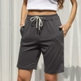 thumbnail image 2 of Edvintorg Shorts Women Solid Leisure High Waist Beach Shorts With Drawstrings Summer Clearance Casual Loose Knee-Length Bottoms Black Sports Shorts Streetwear, 2 of 7