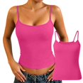 thumbnail image 6 of Stretchy Breathable Camisole Tops for Ladies Built in Padding Adjustable Straps Soft Light Shirts Suitable for Daily Travel Wearing Occasion Wear Cami Tops (Hot Pink,S), 6 of 8