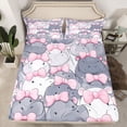 thumbnail image 2 of Castle Fairy Cartoon Hippopotamus Full Size Sheets for Child Teens,Bow Animal Bed Sheets, 2 of 7