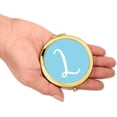 thumbnail image 3 of Koyal Wholesale Gold Compact Mirror Bridesmaid's Wedding Gift, Baby Blue, Monogram Letter L, 1-Pack, 3 of 5