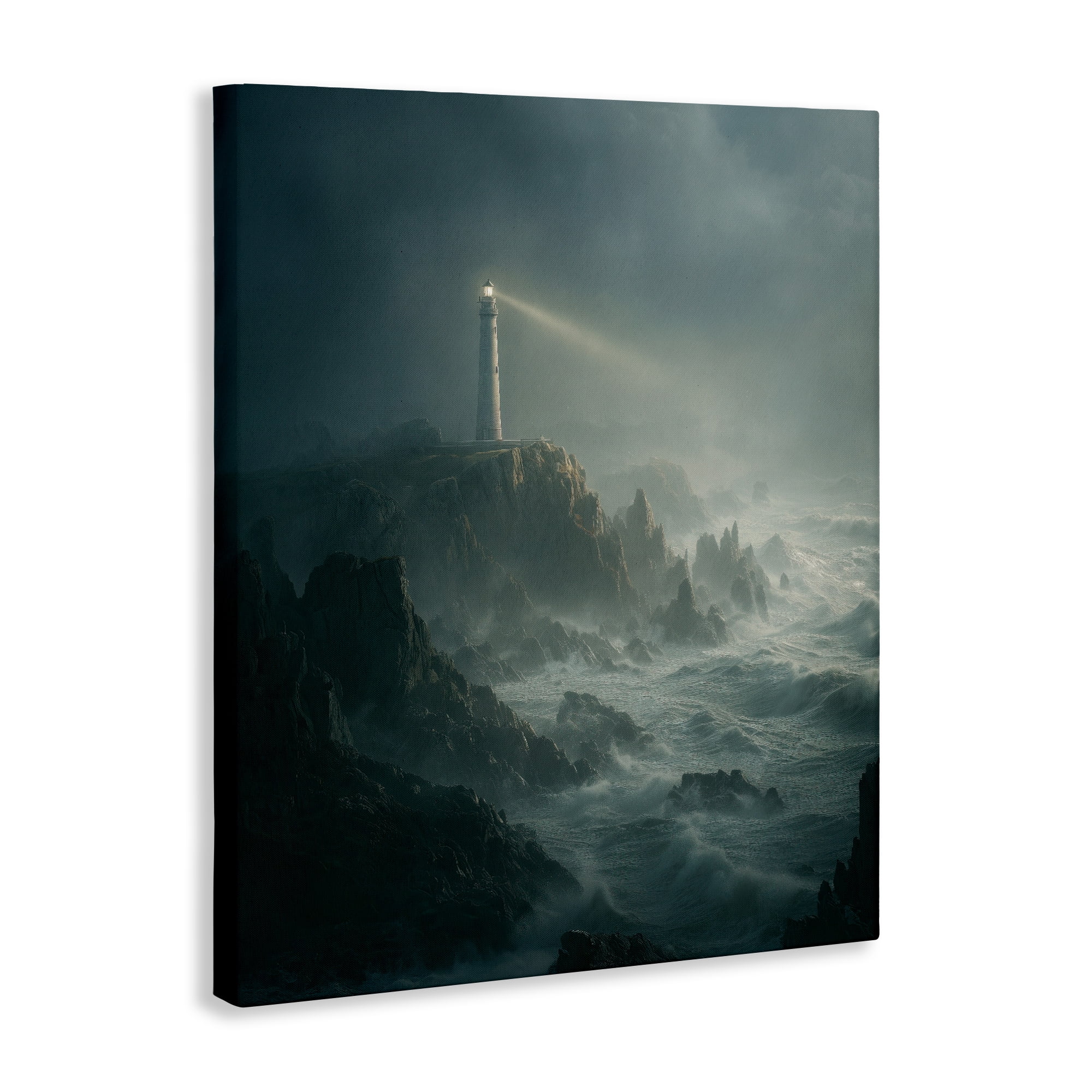Lighthouse and Stormy Cliff Canvas Wall Art, design by Ziwei Li
