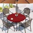 thumbnail image 1 of HAHDAXIA Nappe Ronde d'Extérieur avec Trou pour Parasol - Housse de Table Ajustée en Vinyle Imperméable et Résistante aux Taches avec Endos en Flanelle, Bord Élastique, Convient aux Tables jusqu'à 36 Pouces-44 Pouces de Diamètre, Re, 1 of 7