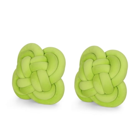 Velvet Knot - Amethyst Modern Soft Velvet Double Carrick Knot Pillows (Set of 2), Green