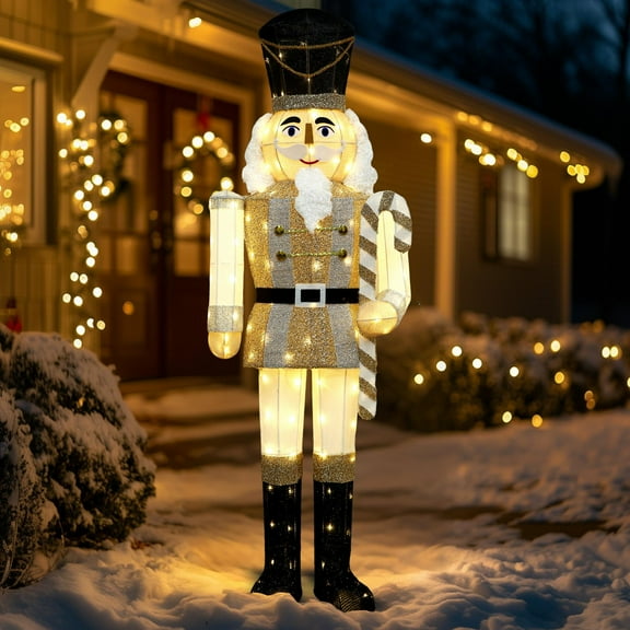 Starfree 61-inch Lighted Large Outdoor Nutcracker Christmas Decorations Indoor Christmas Yard Decoration Outdoor Lawn Decoration with LEDs for Holiday