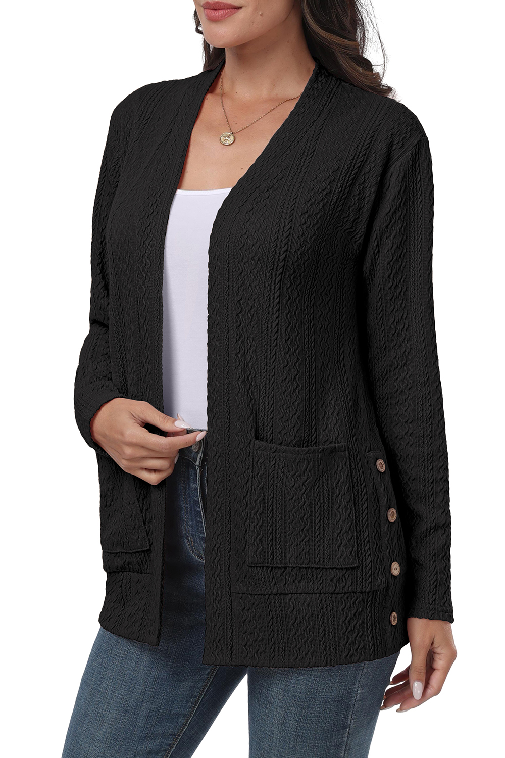JWD Women's Slim Fit Cardigan Sweater, Black photo 2