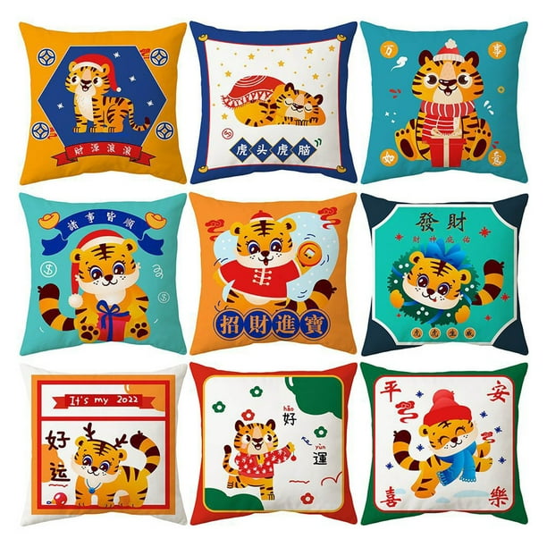 XWQ Funda de almohada auspiciosa de la funda de almohada de la funda de almohada del año nuevo de la funda de fondo de poliéster de melocotón de melocotón para el hogar XWQ 715087945