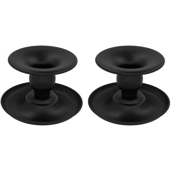 Set of 2 Candle Holders for Pillar and Taper Candles, Matte Black Iron Table Centerpiece, Decorative Farmhouse Candlestick Holders
