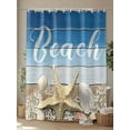 thumbnail image 4 of Fsddascl Blue Starfish Shower Curtain Set - 72" x 78" Washable Bathtub Curtain with 12 Hooks, Coastal Coral Ocean Ombre Brown Wooden Waterproof Fabric Stall Shower Curtains for Bathroom/Bathtub, 4 of 6