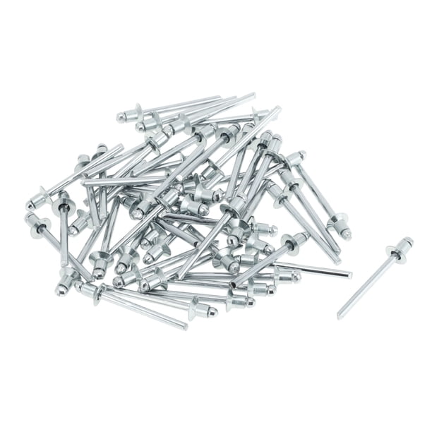 50 Pcs Remaches ciegos de gran reborde de extremo abierto 4.8mm Diámetro de agarre 8mm Longitud de agarre 9.5mm Diámetro del reborde Tono plateado Hierro