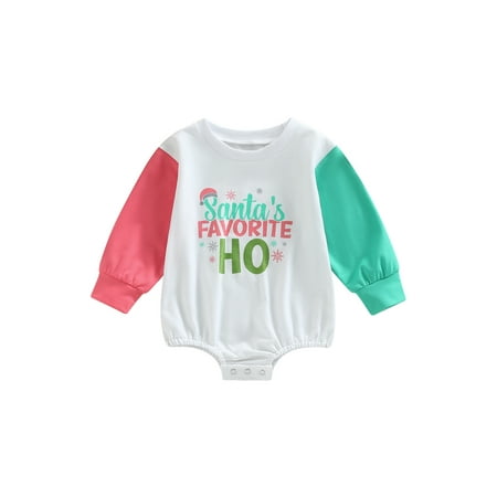 

Meihuida Baby Christmas Romper Cute Snowflake Letter Print Long Sleeve Bodysuit