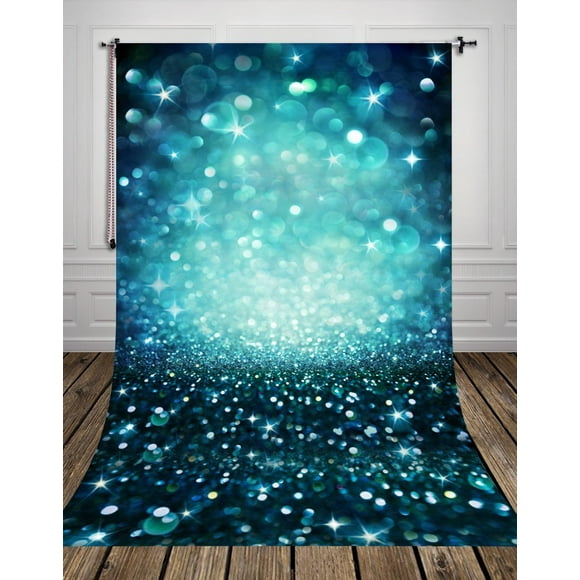 YUSDECOR 5x7ft Blue Blurred Bokeh Starlights Portraits Photography Backdrops Indoor Studio Backgrounds Photo Props
