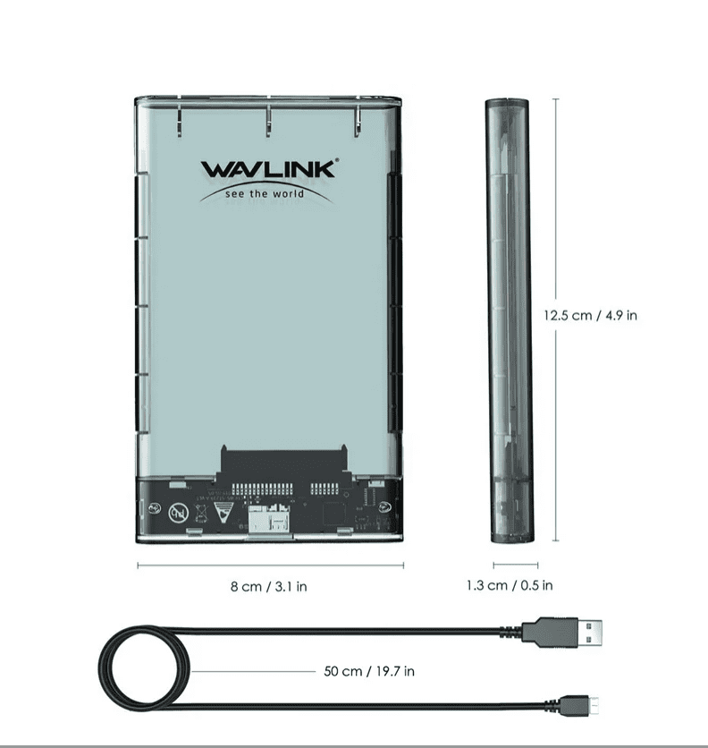 USB 3.0 to SATA External Hard Drive Enclosure for 2.5 inch 5mm/7mm/9.5mm SATA I/II/III HDD/SSD Support UASP Function, Max 4TB Tool-Free Design