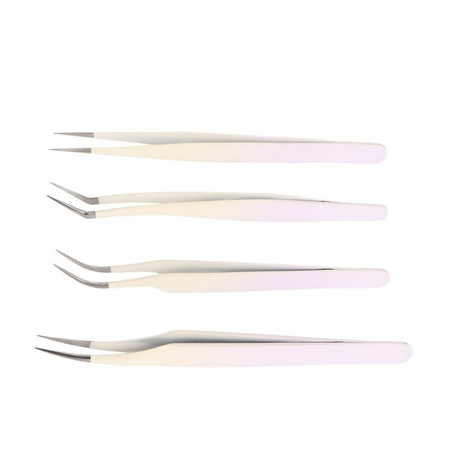 Pince à Cils 4 Pcs Pinces à Cils Ensemble Fausse Épilation Extension de Cils Outils d'Application de Cils en Acier Inoxydable avec Boîte de Rangement pour Salon de Coiffure