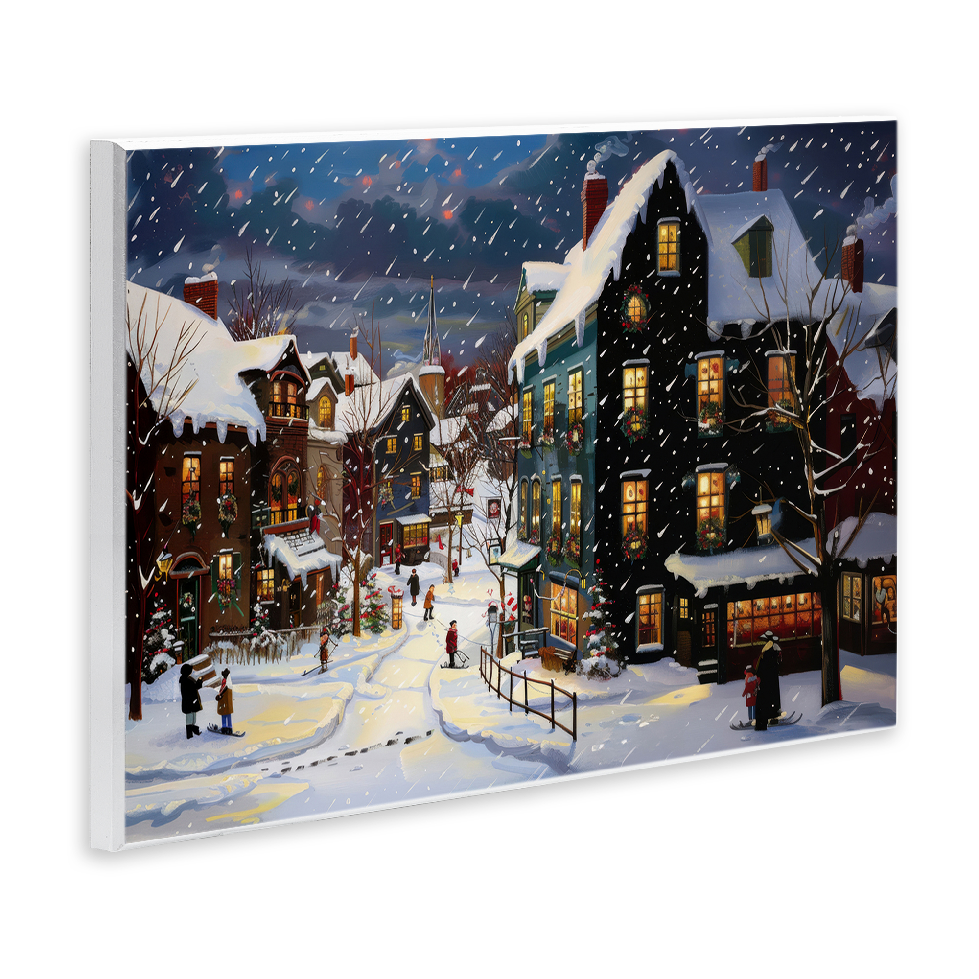 Stupell Industries Frozen Urban Charm Town & City Painting Unframed Art Prints Wall Art, 19 x 13