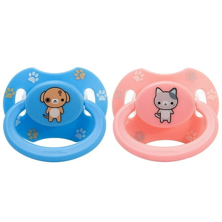 LittleForBig Bigshield Generation-II Adult Sized Printed Pacifier Set - Pink Kitty and Blue Puppy