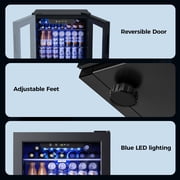 Simzlife 100 Can Beverage Refrigerator and Cooler with Glass Door for Home, 18.8 in D, 25 in H, Black