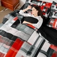 thumbnail image 5 of Manfei Abstract Geometric Full Size Bedding Sets, Watercolor Artwork Full Size Bed in a Bag, Red, Black and White, Black Reversible 7pcs, 5 of 6