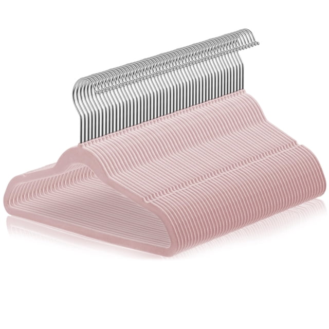 Perchas infantiles de terciopelo Casafield 14, tamaño 50, rosa claro